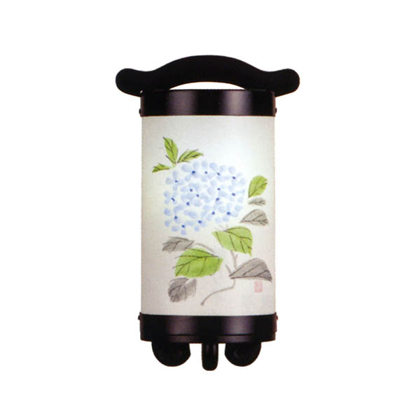 回忌灯 手描き絵 紫陽花 木製 電池式（コードレス：LED仕様） 【組立不要】