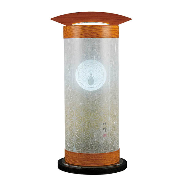 常燈明 麻の葉 M 木製 電気コード式(LED仕様) 【家紋入代込】