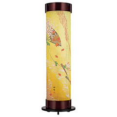 盆提灯: 桜 伸縮提灯 レース和紙一重張り 扇面菊 ワンタッチ伸縮 木製 電気コード式