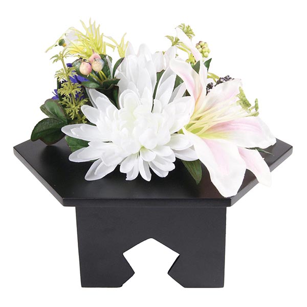 造花 大 フラワーアレンジメント 菊・百合 飾台付 木製