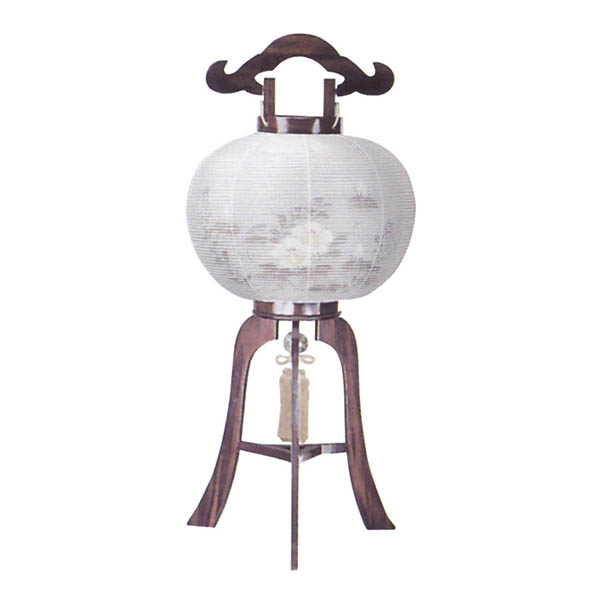 大内行灯 黒檀 絹二重   木製 電気コード式