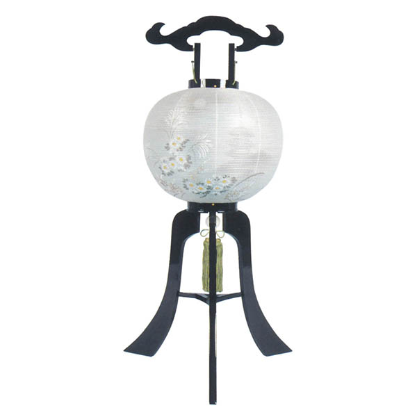 大内行灯 極上本黒塗 絹二重   木製 電気コード式