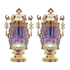 盆提灯: バブル灯 ブルー 5号 （一対入り） 電気コード式