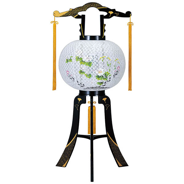 あかり 綾型蒔絵 絵入  プラスチック製 電気コード式