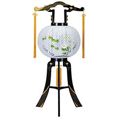 盆提灯: あかり 綾型蒔絵 絵入  プラスチック製 電気コード式
