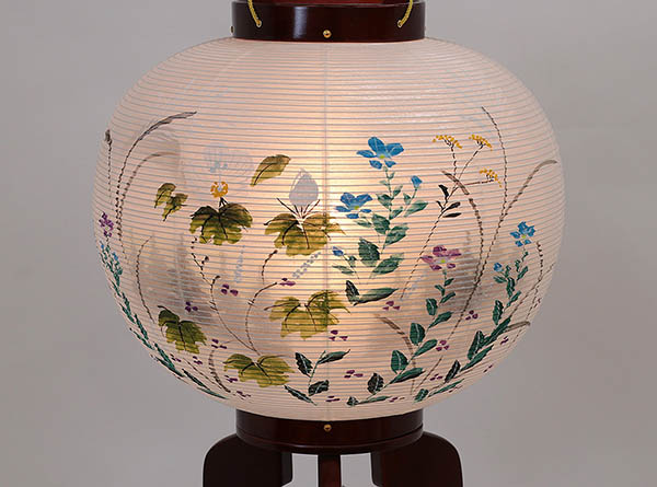 盆提灯 大西生糸工芸 桜調 絹二重 絵入 詳細画像 大西生糸工芸 盆提灯 桜調 絹二重 絵入 詳細画像