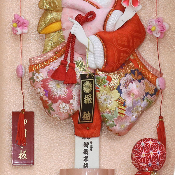 美光 羽子板　壁掛け 額飾り 京彩 パールピンク つるし飾り付き　詳細画像