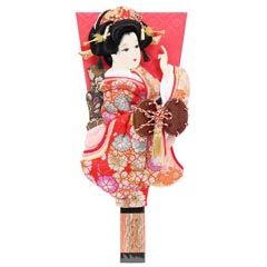 羽子板: 姫振袖 鼓 押絵羽子板