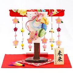 羽子板: ちりめん細工 姫羽子板 すず 花満開桜橘几帳 敷き布セット