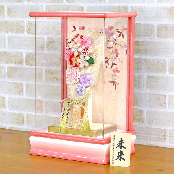 つまみ細工 金紫 20127-1 パール白/ピンク塗り アクリルケース