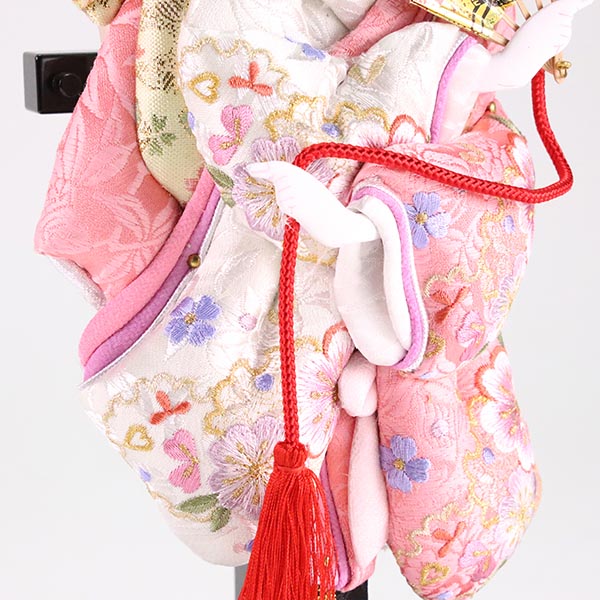 東玉 羽子板　東之華コラボ 刺繍雪輪桜 ピンクベージュ 飾り台付き　詳細画像