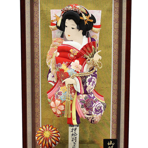 フジキ　 羽子板　うたげ 金彩友禅押絵羽子板 塗桐 戸付き ガラスケース飾り　詳細画像