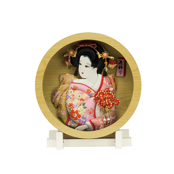 壁掛け 額飾り あやか 押絵飾り 花飾り 円形 丸型 アクリルケース飾り スタンド付き