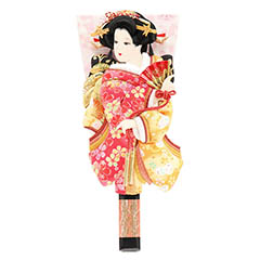 羽子板: 姫振袖 道成寺 縮緬押絵羽子板