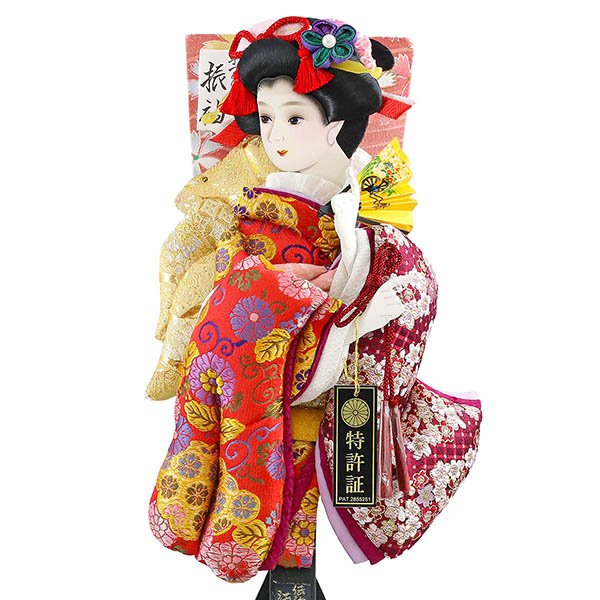 吉徳　 羽子板　立体振袖 飾り台セット　詳細画像