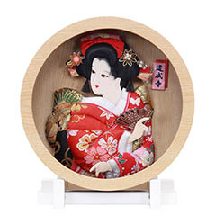 羽子板: 壁掛け 額飾り まどか 押絵飾り 道成寺 円形 丸型 アクリルケース飾り スタンド付き