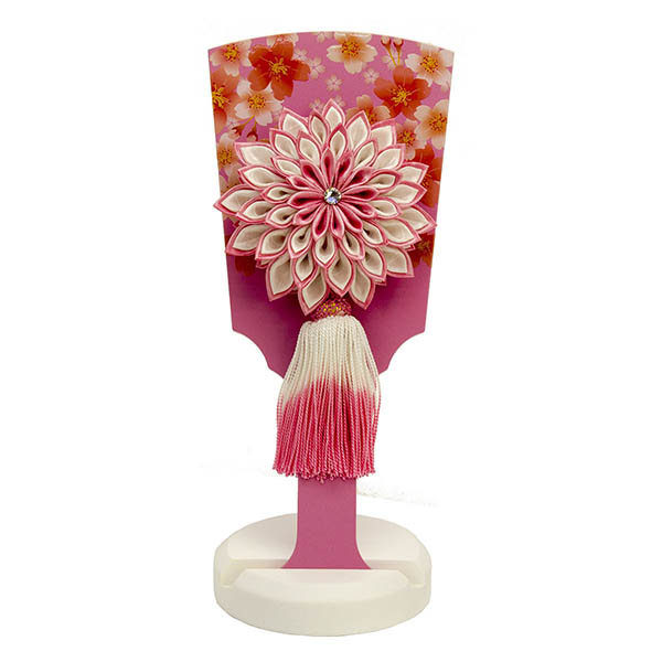 つまみ細工 羽子板 舞桜 飾り台付き