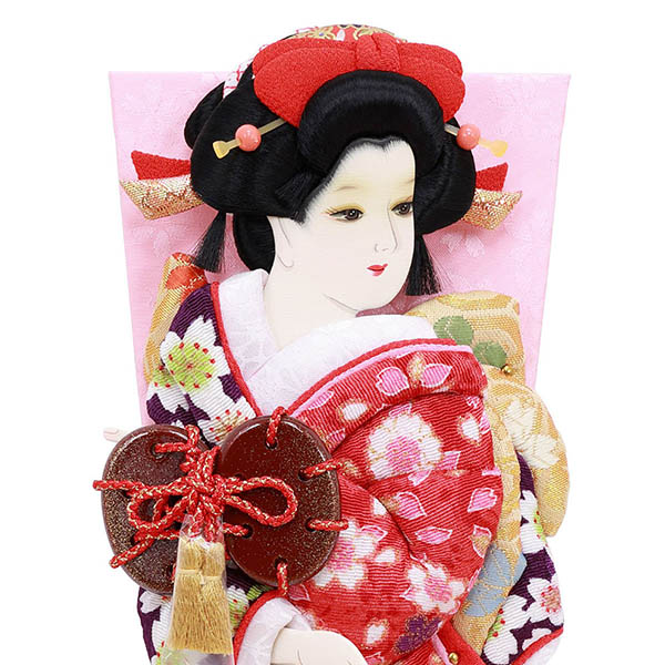 フジキ　 羽子板　姫振袖 鼓 縮緬 押絵羽子板　詳細画像