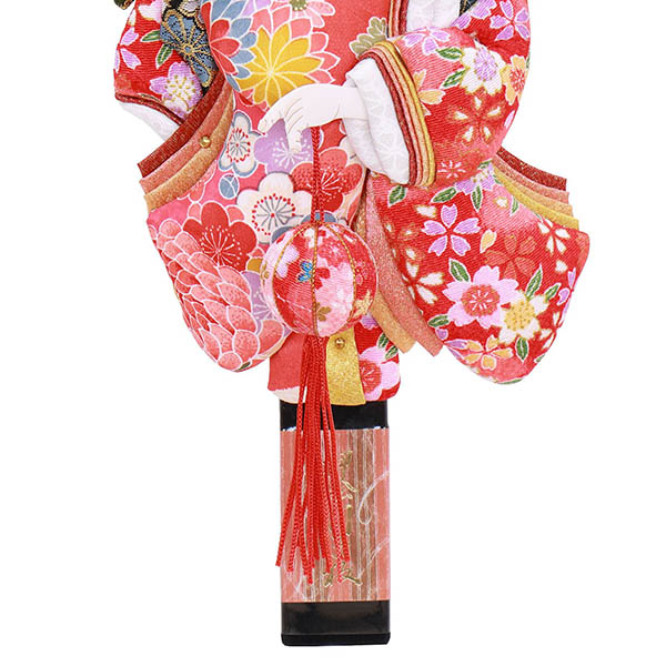 フジキ　 羽子板　姫振袖 まり飾り 古布/縮緬 押絵羽子板　詳細画像