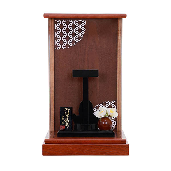 小春日 麻の葉柄 茶木目 かぶせ アクリルケース 9号羽子板用 (羽子板別売り)