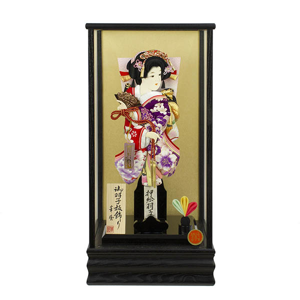 古都C 道成寺 押絵羽子板 黒木目 ガラスケース飾り