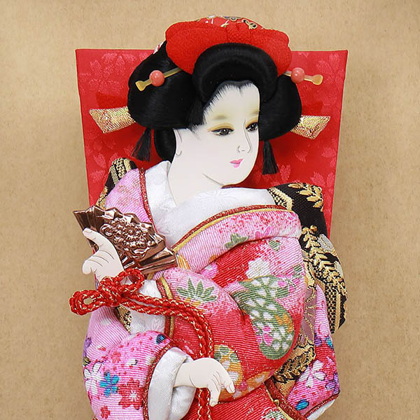 フジキ　 羽子板　姫振袖 道成寺 舞 黒木目 ガラスケース飾り　詳細画像