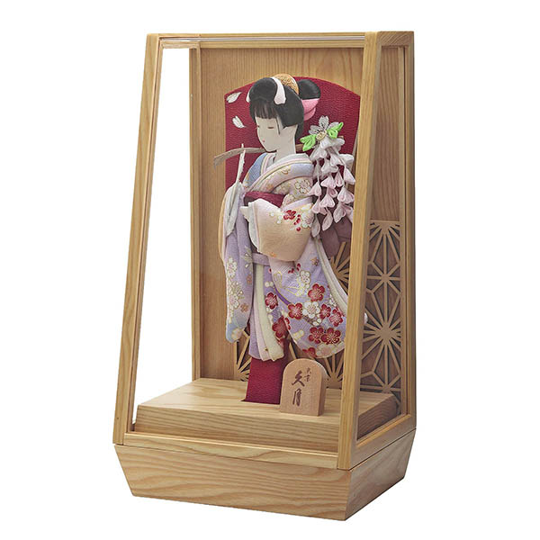 久月　 羽子板　藤娘友禅 四季花 タモ アクリルケース飾り　詳細画像