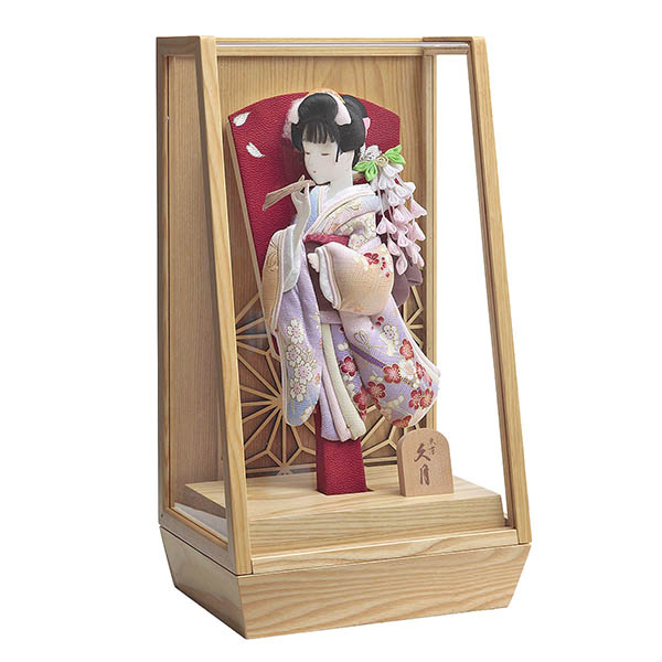 久月　 羽子板　藤娘友禅 四季花 タモ アクリルケース飾り　詳細画像