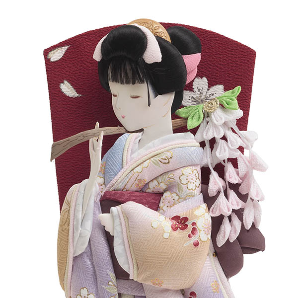 久月　 羽子板　藤娘友禅 四季花 タモ アクリルケース飾り　詳細画像