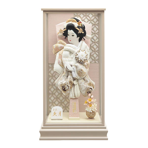 刺繍振袖 ベージュ塗 ガラスケース飾り