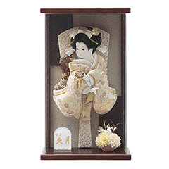 羽子板: 美月 振袖 壁掛け 額飾り オーク塗り アクリルケース飾り