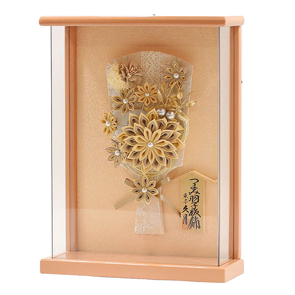 羽子板 久月 つまみ細工 髪飾り 羽子板 モカ 壁掛け 額飾り パールピンク塗り アクリルケース 詳細画像 久月 羽子板 つまみ細工 髪飾り 羽子板 モカ 壁掛け 額飾り パールピンク塗り アクリルケース 詳細画像