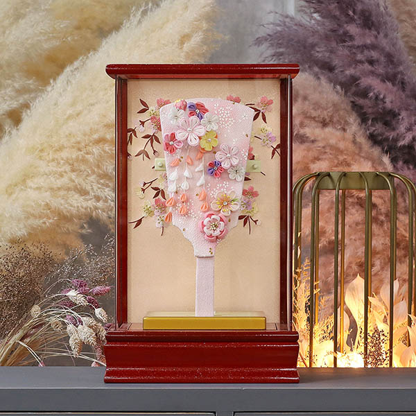 羽子板 東玉 つまみ細工 羽子板 ピンク 赤パール塗り アクリルケース飾り 詳細画像 東玉 羽子板 つまみ細工 羽子板 ピンク 赤パール塗り アクリルケース飾り 詳細画像