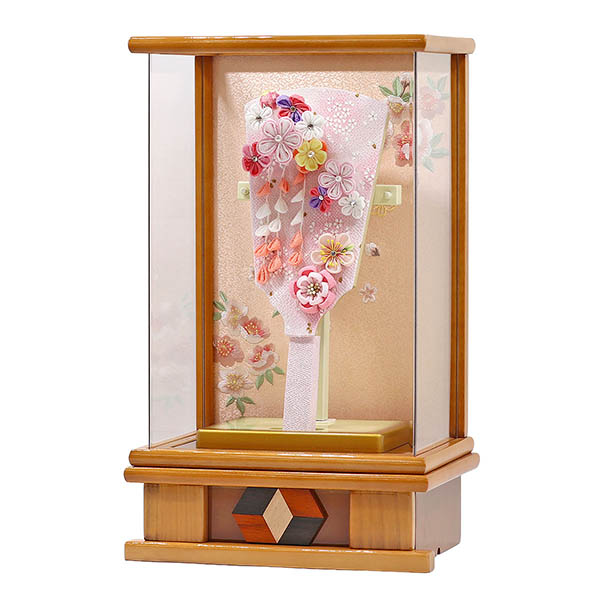 羽子板 東玉 つまみ細工 羽子板 ピンク 杏 木目 アクリルケース飾り 詳細画像 東玉 羽子板 つまみ細工 羽子板 ピンク 杏 木目 アクリルケース飾り 詳細画像