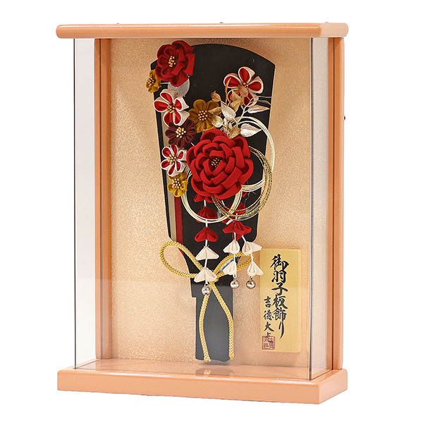 羽子板 吉徳 つまみ細工 髪飾り 羽子板 ブラック レッド 壁掛け 額飾り パールピンク塗り アクリルケース 詳細画像 吉徳 羽子板 つまみ細工 髪飾り 羽子板 ブラック レッド 壁掛け 額飾り パールピンク塗り アクリルケース 詳細画像