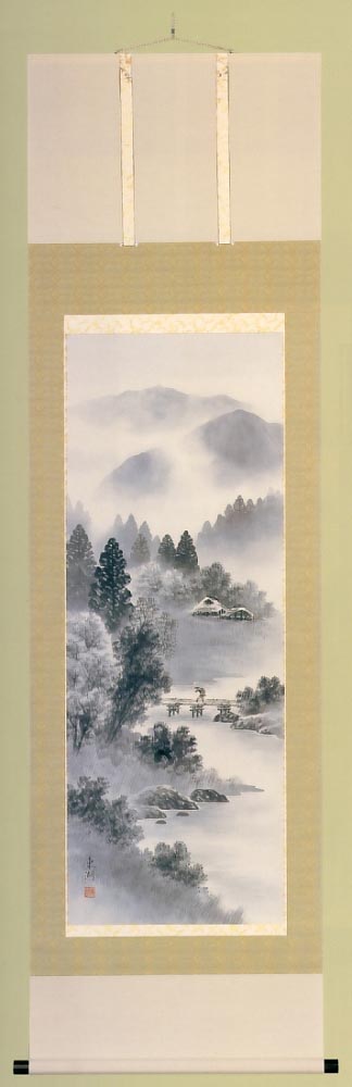 水墨山水 遠山東湖作