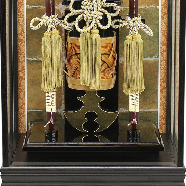 フジキ 破魔弓　黒木目 箙飾り 面取りガラスケース飾り　詳細画像