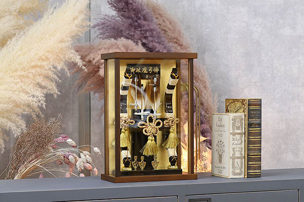 幹山　 破魔弓　壁掛け 額飾り 創 オーク材 金バック アクリルケース飾り　詳細画像