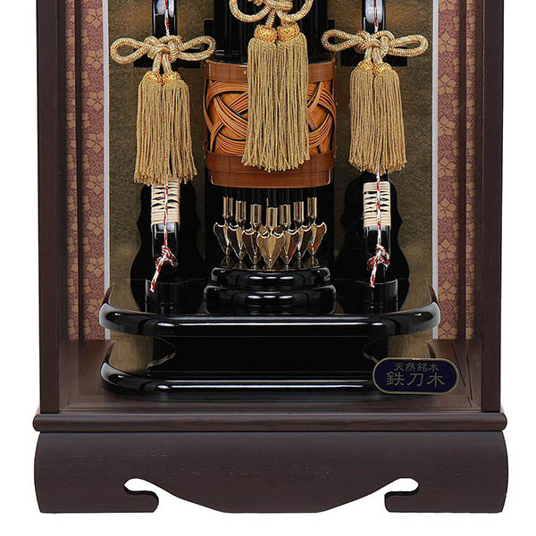 フジキ　 破魔弓　鉄刀木矢籠 面取りガラスケース飾り　詳細画像