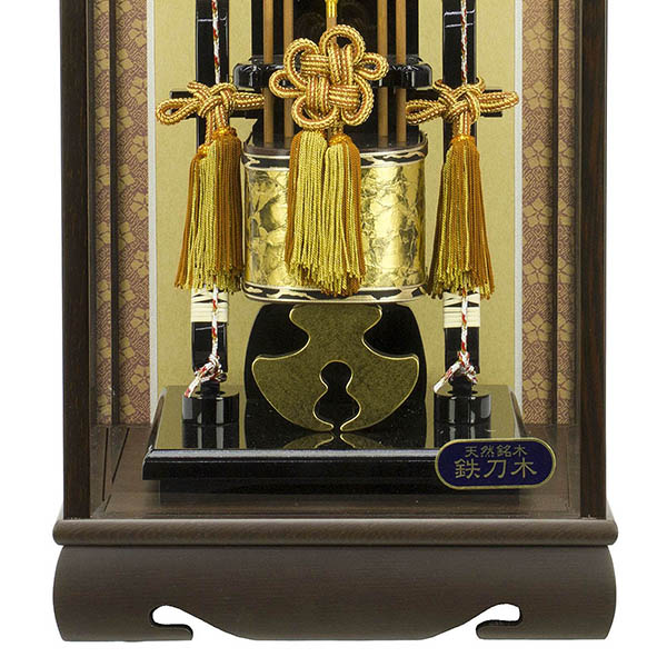 フジキ　 破魔弓　鉄刀木 勇輝 面取り ガラスケース飾り　詳細画像
