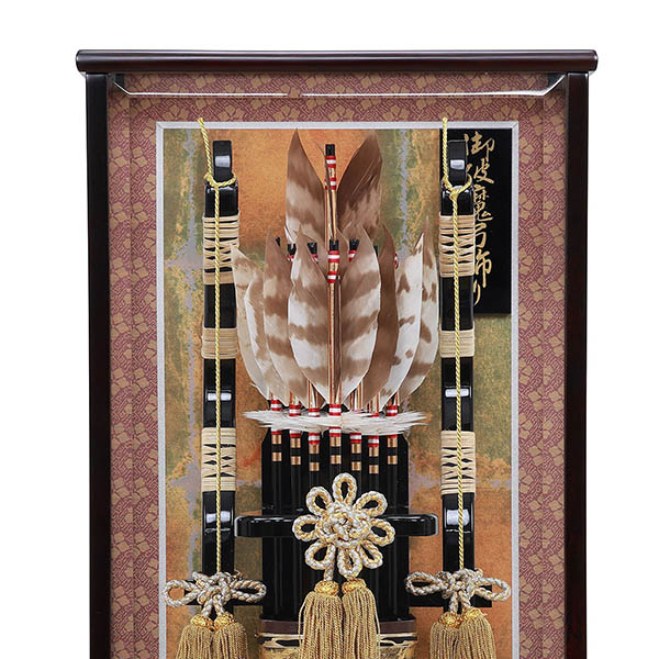 フジキ　 破魔弓　黒檀 彩雲 面取りガラス ケース飾り　詳細画像