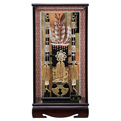 破魔弓: 黒檀 彩雲 面取りガラス ケース飾り