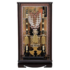 破魔弓: 黒檀 彩雲 面取りガラス ケース飾り