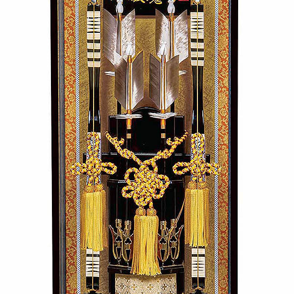 平安豊久　 破魔弓　雄翔 黒塗り ガラスケース飾り　詳細画像