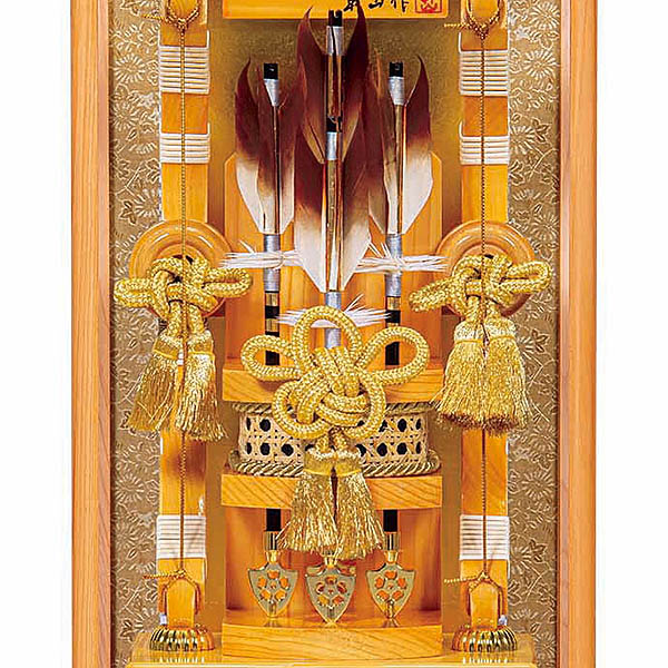 平安豊久　 破魔弓　勇 ゆう 木目 天竜檜 ガラスケース飾り　詳細画像