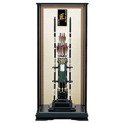 破魔弓: 破魔弓工房 寿々登 1/3 匠 木製籐巻弓 水鳥鴨羽根 面取り ガラスケース飾り