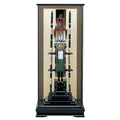 破魔弓: 破魔弓工房 寿々登 1/3.5 匠 木製籐巻弓 水鳥鴨羽根 面取り ガラスケース飾り