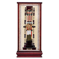 破魔弓: 破魔弓工房 寿々登 1/7 木目乃匠 木製籐巻弓 水鳥鴨羽根 面取り ガラスケース飾り