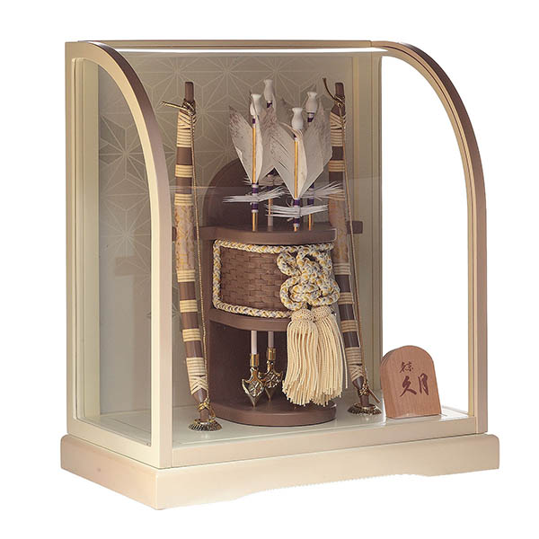 久月　 破魔弓　天賦 本籐 アイボリー モカ暈 アクリルケース飾り　詳細画像