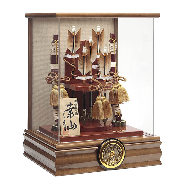 久月　 破魔弓　葉山 本籐 木目 前面アクリルケース飾り　詳細画像